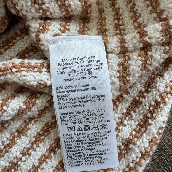 J. Crew sweater. Women’s size large.  Cream with tan stripes.  Very soft! - Picture 4 of 8